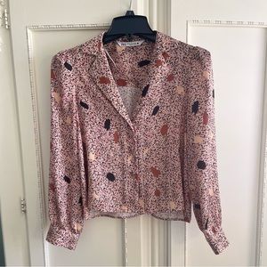 Zara Satin Effect Printed Pink Button down